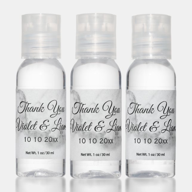 Elegant Marble Wedding Thank You Hand Sanitizer (Set)