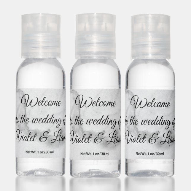 Elegant Marble Welcome Wedding Hand Sanitizer (Set)