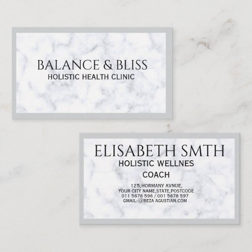 Elegant Marble Wellness Coaching Professional Business Card