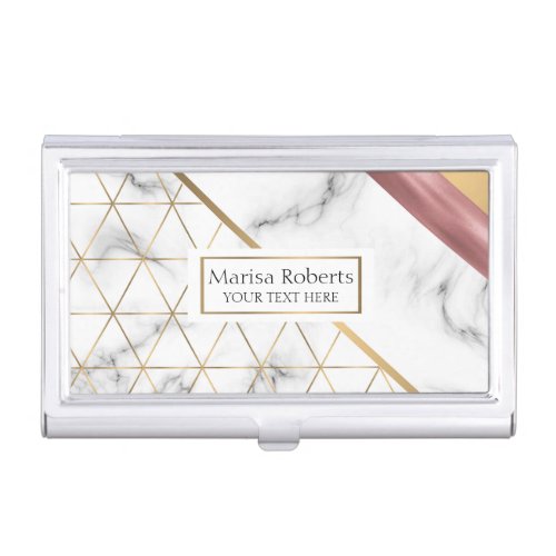 Elegant Marble with gold and rose gold details Business Card Case