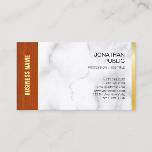 Elegant Marble Wood Gold Company Plain Luxury Business Card