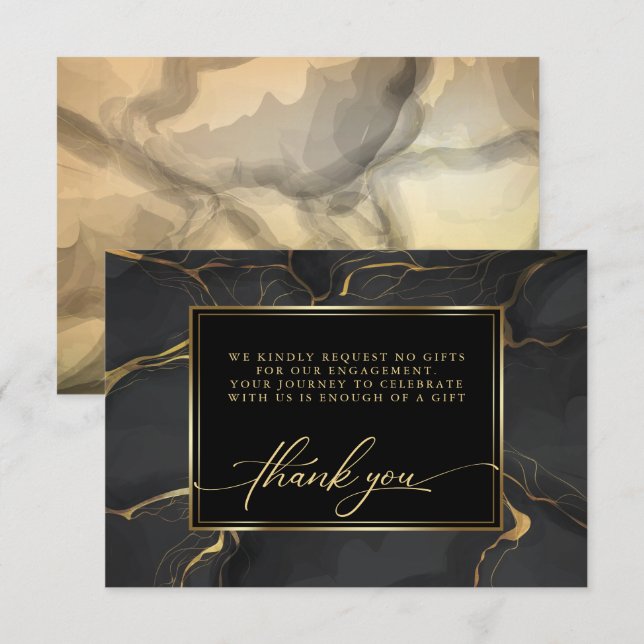 Elegant Marbled Gold and Black RSVP Card (Front/Back)