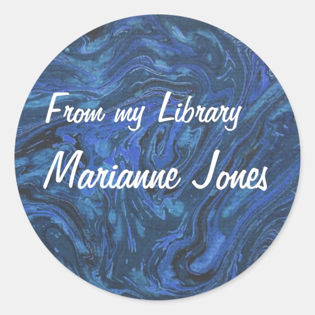 Elegant Marbled Paper Bookplate Stickers (Front)