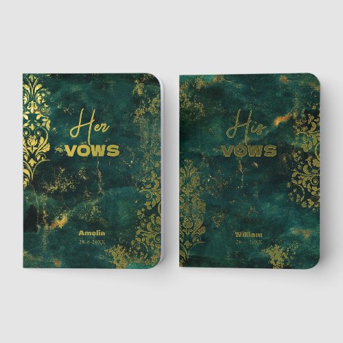 Elegant marbling turquoise damask wedding foil vow books