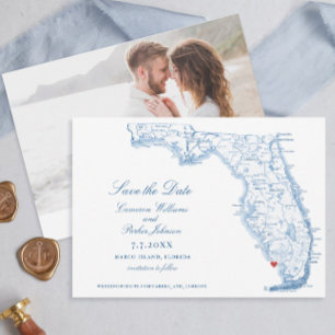 Elegant Marco Island Florida Wedding Navy Map Save The Date
