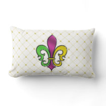 Elegant Mardi Gras Colorful Fleur de Lis Pillow