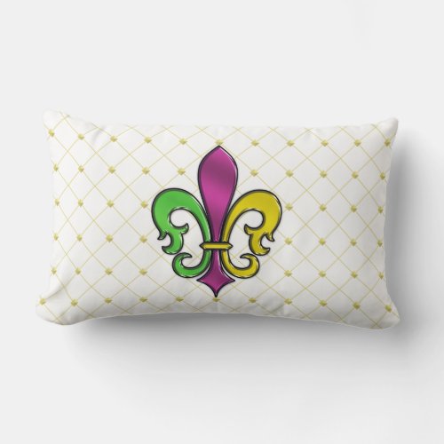 Elegant Mardi Gras Colorful Fleur de Lis Pillow