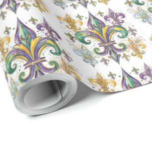 Elegant Mardi Gras Colors Decoupage Wrapping Paper