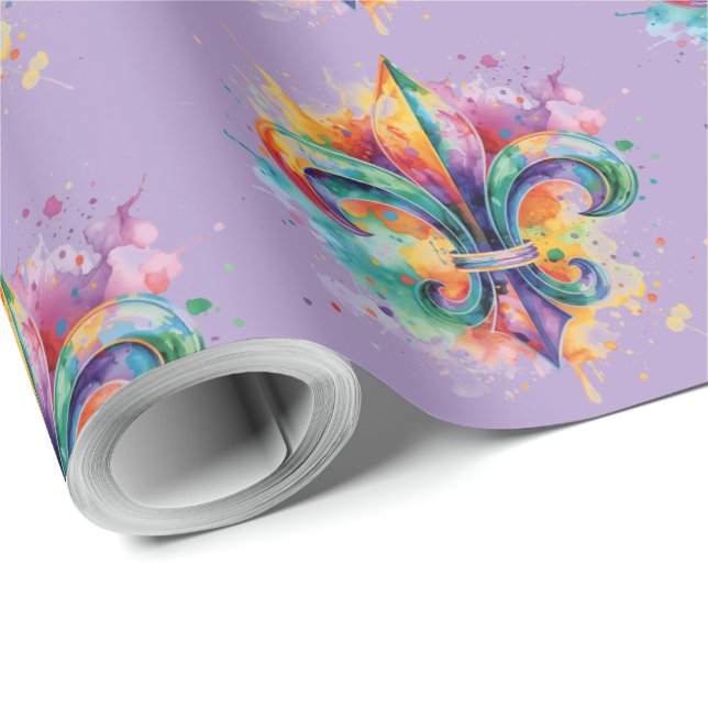 Elegant Mardi Gras Colors  Wrapping Paper (Roll Corner)