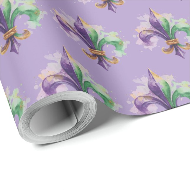 Elegant Mardi Gras Colors  Wrapping Paper (Roll Corner)