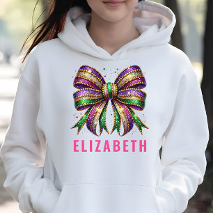 Elegant Mardi Gras Coquette Bow Custom White Sweatshirt