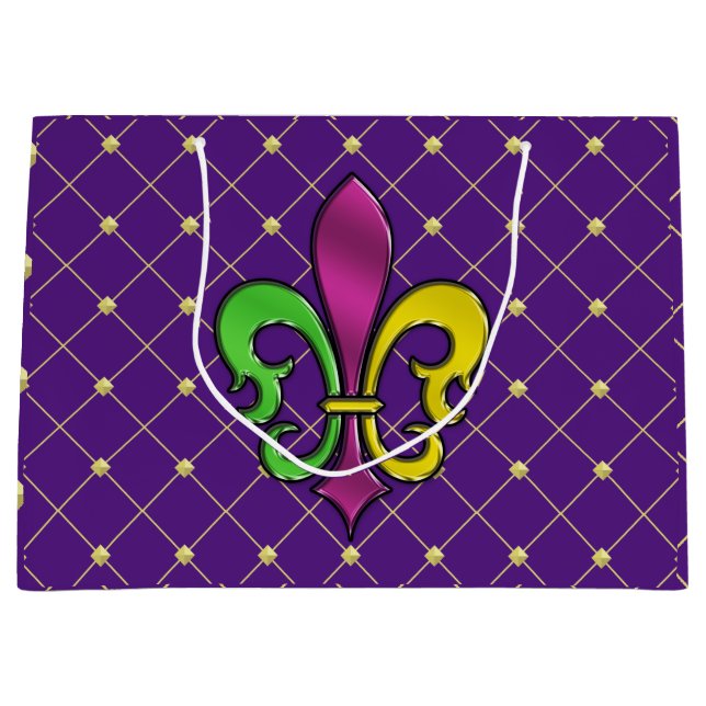 Elegant Mardi Gras Fleur De Lis Design Gift Bag (Front)
