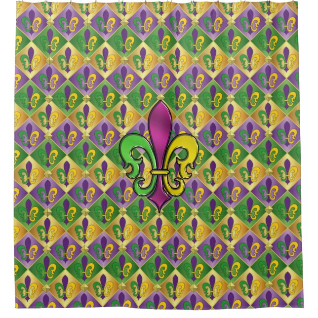 Elegant Mardi Gras Fleur De Lis Design Shower Curt Curtain (Front)
