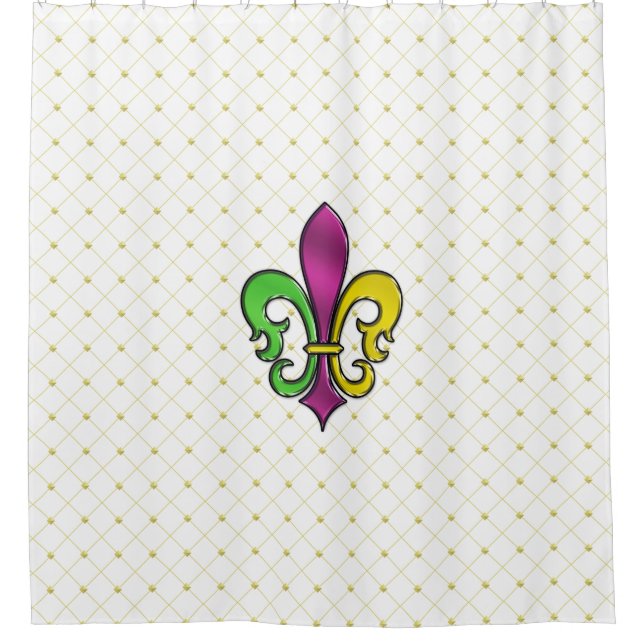 Elegant Mardi Gras Fleur De Lis Design Shower Curt Shower Curtain (Front)