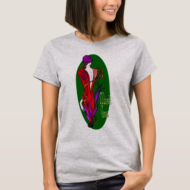 Elegant Mardi Gras Lady T-Shirt (Front)