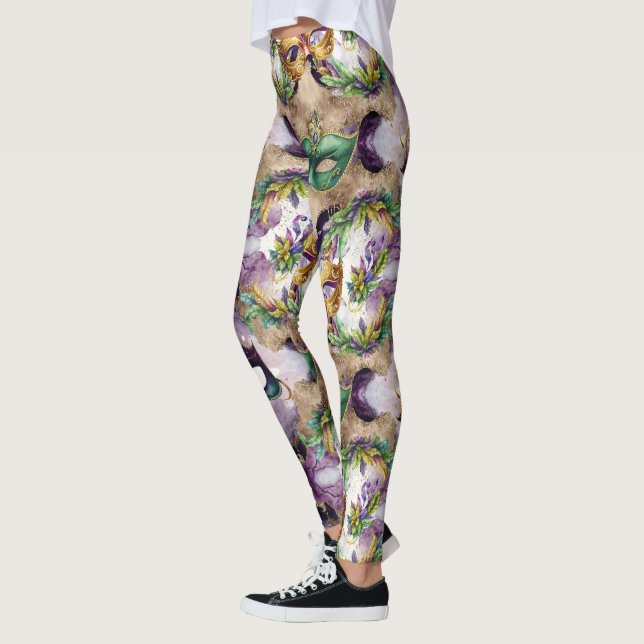 Elegant Mardi Gras Masks Leggings (Left)