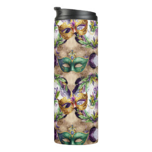 Elegant Mardi Gras Masks Thermal Tumbler