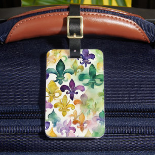 Elegant Mardi Gras Watercolor Luggage Tag