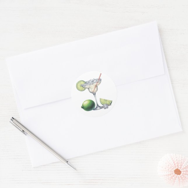 Elegant Margs and Matrimony Bridal Shower Classic Round Sticker (Envelope)