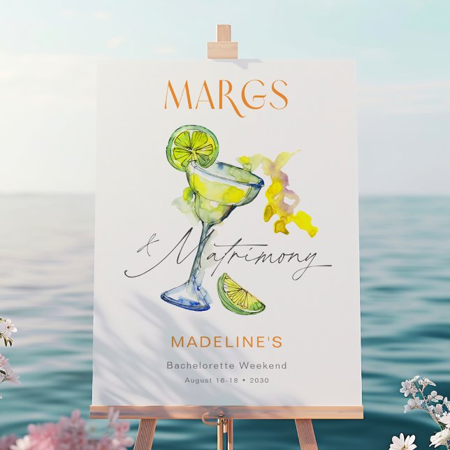 Elegant Margs & Matrimony Bachelorette Weekend Foam Board (Creator Uploaded)