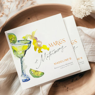 Elegant Margs & Matrimony Bachelorette Weekend Napkins