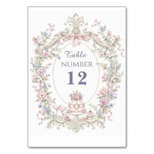 Elegant Marie Antoinette Bridal Shower Table Number