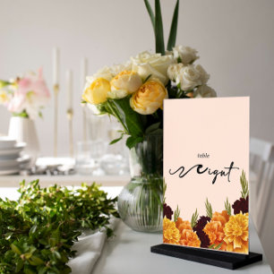 Elegant   "MARIGOLD" Floral  Acrylic Table Number