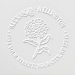 Elegant Marigold Flower Name Return Address Embosser