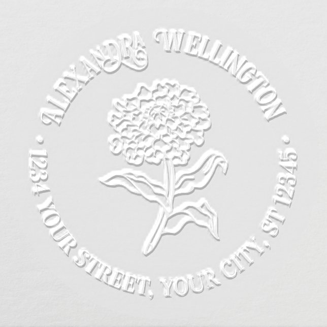 Elegant Marigold Flower Name Return Address Embosser (Design)