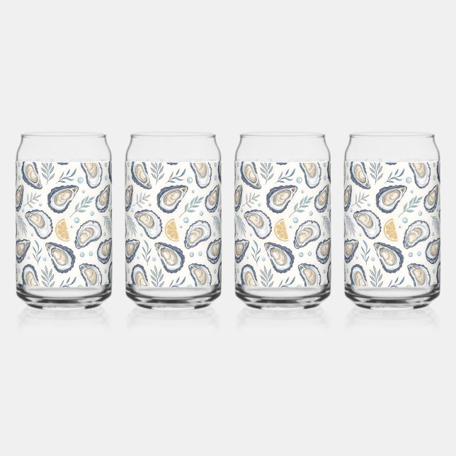 Elegant Marine Oysters Can Glass (Front)