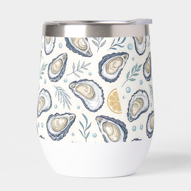 Elegant Marine Oysters Thermal Wine Tumbler (Left)