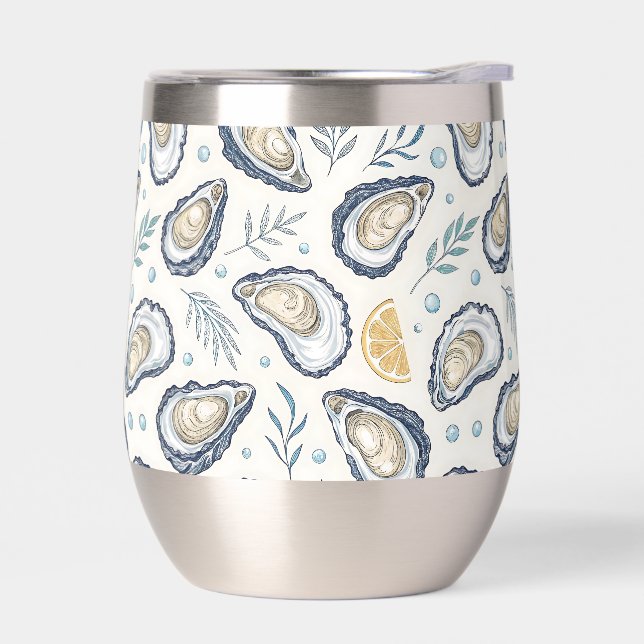 Elegant Marine Oysters Thermal Wine Tumbler (Left)