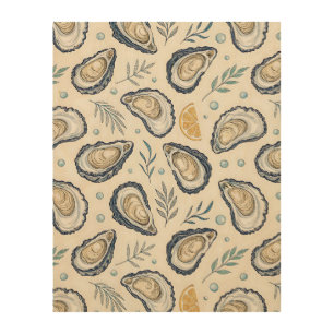 Elegant Marine Oysters Wood Wall Art