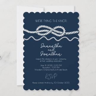 Elegant Marine Sailor Beach Wedding Invitation
