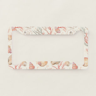 Elegant Marine Shells & Coral Branch License Plate Frame