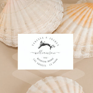 Elegant Marine Whale Married Couple Return Address Rubber Stamp