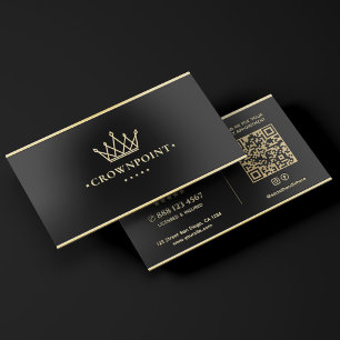 Elegant Marketing Crown Black Gold Frame  Foil Business Cards