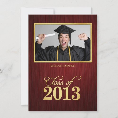 Elegant maroon and gold Class of 2013 Graduation Invitation