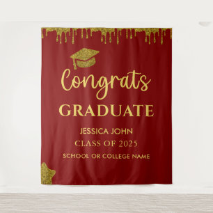 Elegant Maroon And Gold Graduation Photo Backdrop