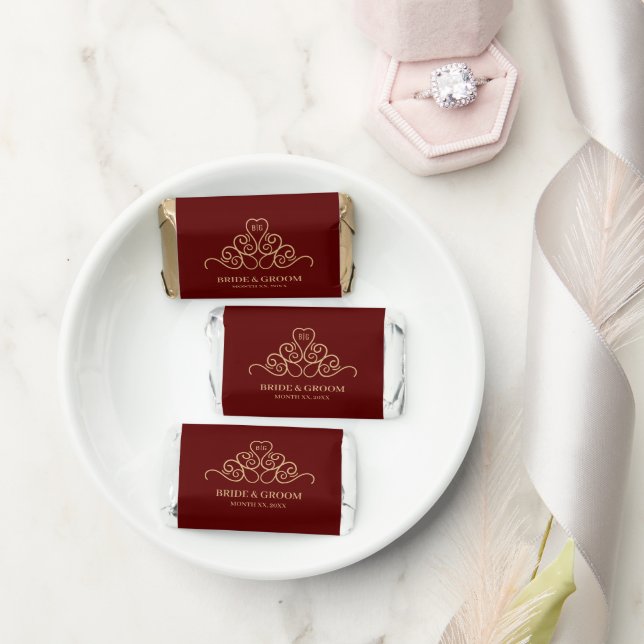 Elegant Maroon and Gold Wedding Hershey's Miniatures (Wedding)