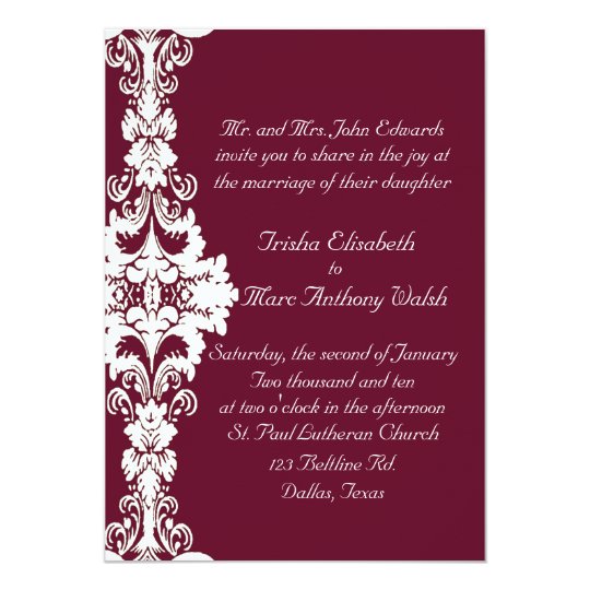 Elegant maroon and white Wedding Invitation | Zazzle.com