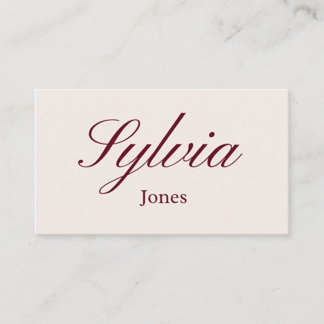 Elegant maroon beige wedding flat place cards (Front)