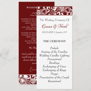 Elegant Maroon-Burgundy Wedding Flat Program