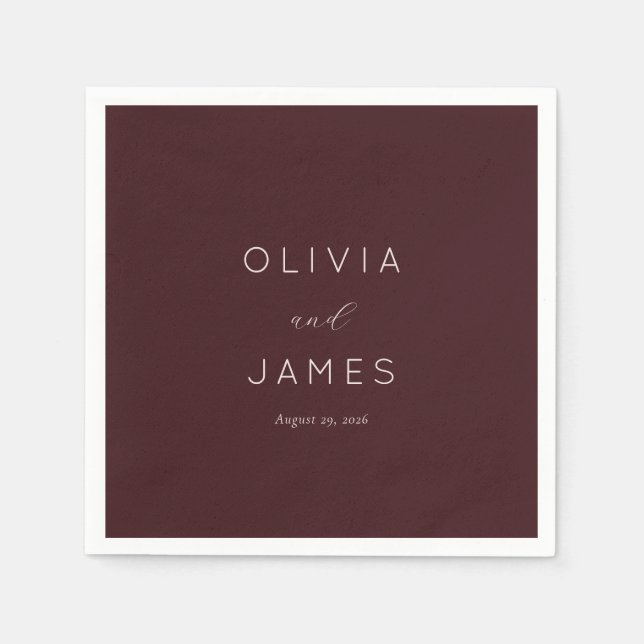 Elegant Maroon Calligraphy Napkins (Front)