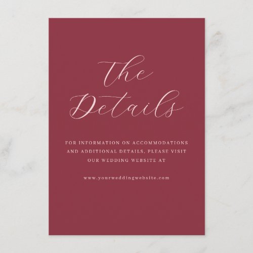 Elegant Maroon Calligraphy Wedding Details