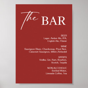 Elegant Maroon Christmas Wedding Bar  Poster