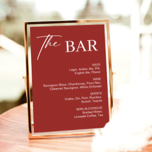 Elegant Maroon Christmas Wedding Bar Poster