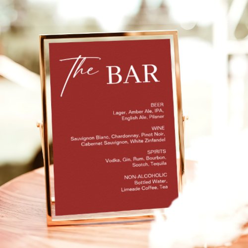 Elegant Maroon Christmas Wedding Bar  Poster