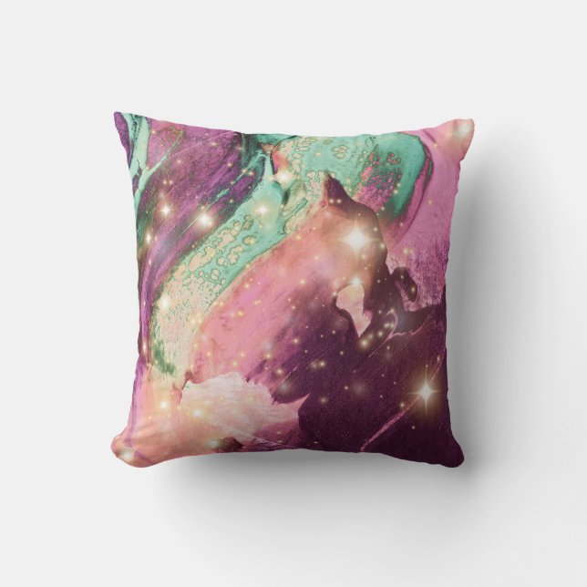 Elegant Maroon Color Splash Throw Pillow (Front)