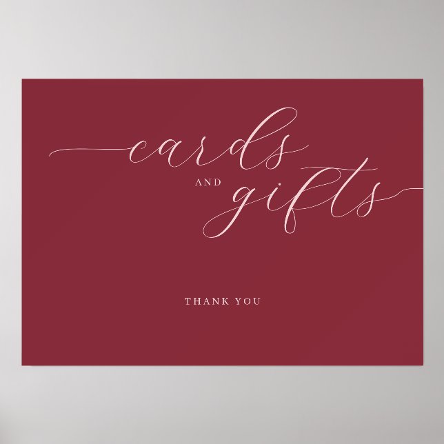 Elegant Maroon Cursive Gratitude Sign Holder (Front)